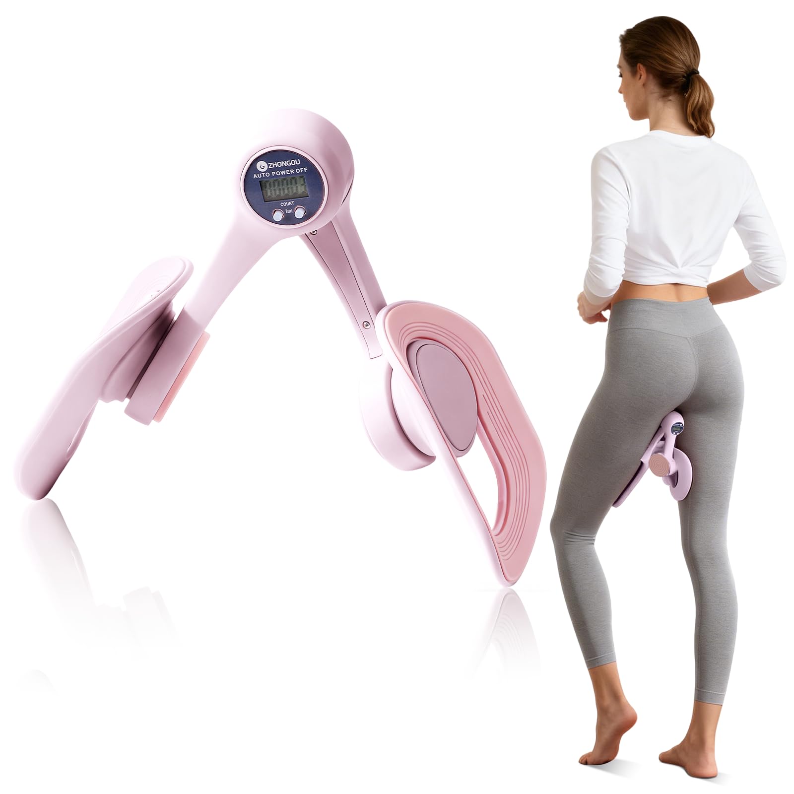 Beckenbodentrainer für Frau, Oberschenkeltrainer, Beintrainer Po Beinpresse Oberschenkel, Beckenboden Beckenbodentraining Beine Trainingsgerät für Zuhause,Sport-Schlankheitstraining (Rosa)