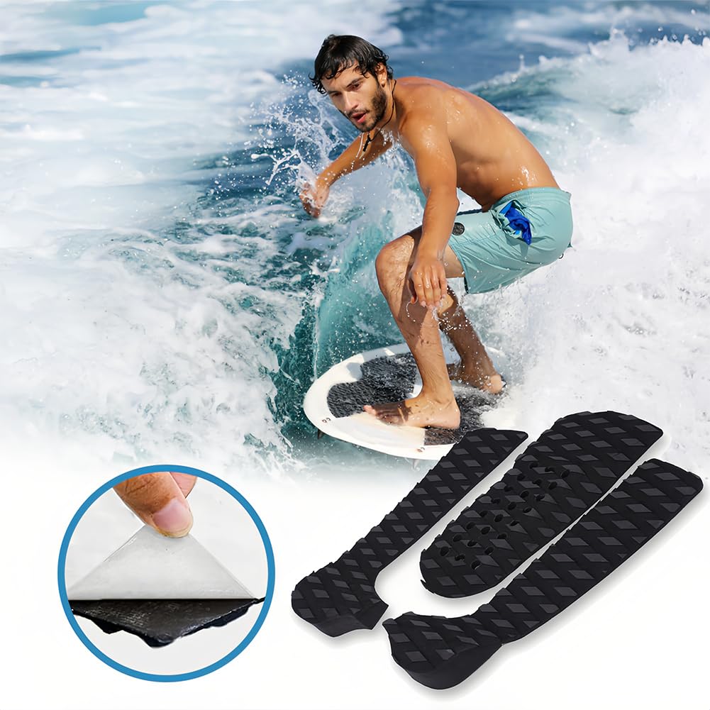Joyzan Surf Pad Tavola, Antiscivolo Traction Grip Front Deck Trazione da Coda Anteriore Cuscinetti Tappetino Tavole Tailpad Premium Adesivo Longboard Shortboard Fish Board Skimboard Accessorio, Nera