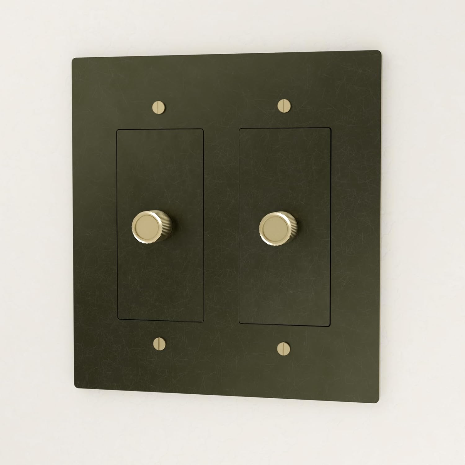 Brass Dimmer Light Switch – 120V AC – Solid Brass Wall Plate for LED Bulbs – Handcrafted Rotary Dimmer with Knurled Knob – UL Listed Flicker-Free Dimming | Vintage Style Light Control for Home Decor