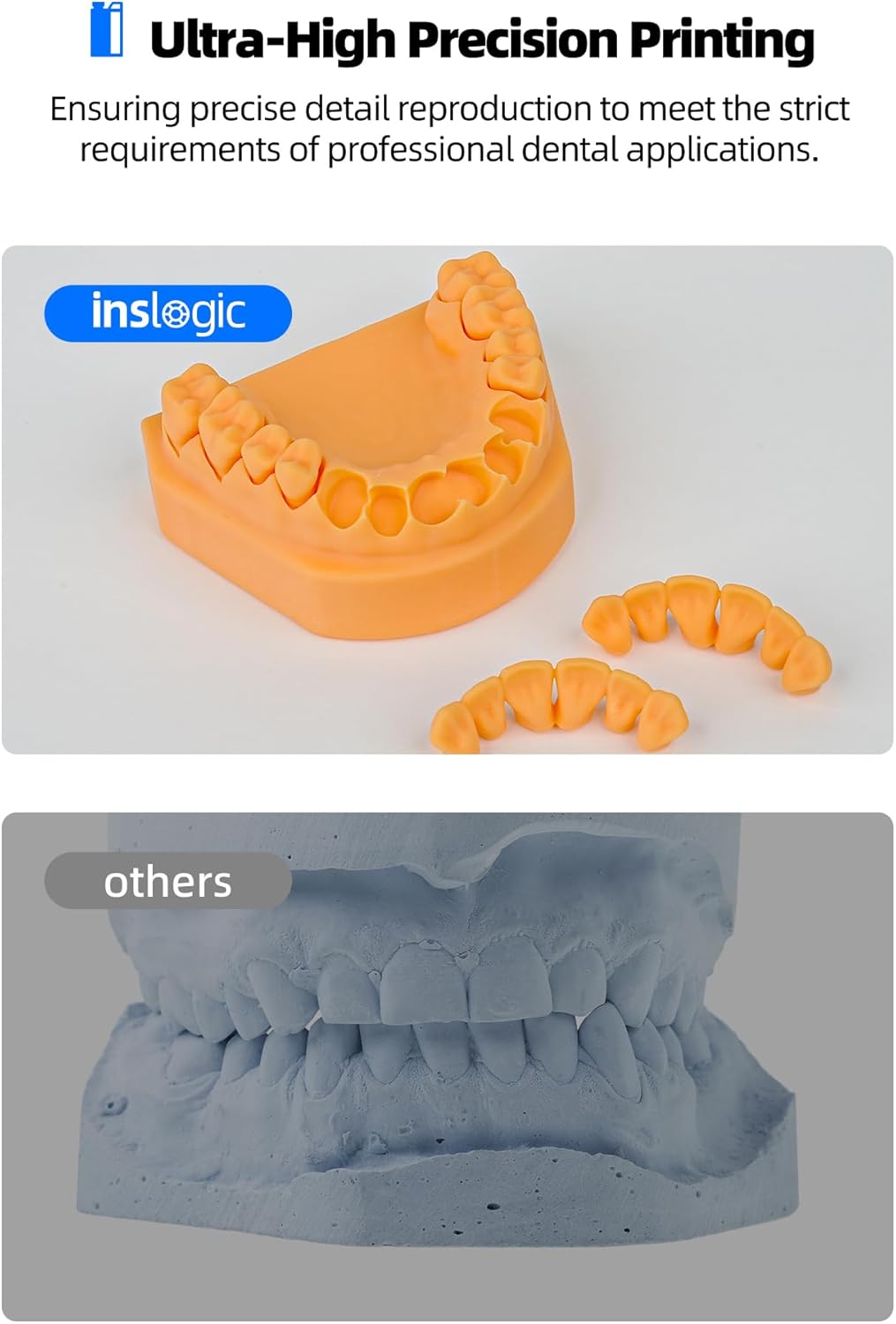 Inslogic Dental Implant Model 3D Printe Resin, High Accuracy and Low Shrinkage, Smooth Surface, 405nm UV-Curing Resin for Dental Models, Prosthetics, Orthodontics, Research (Yellow, 1kg)