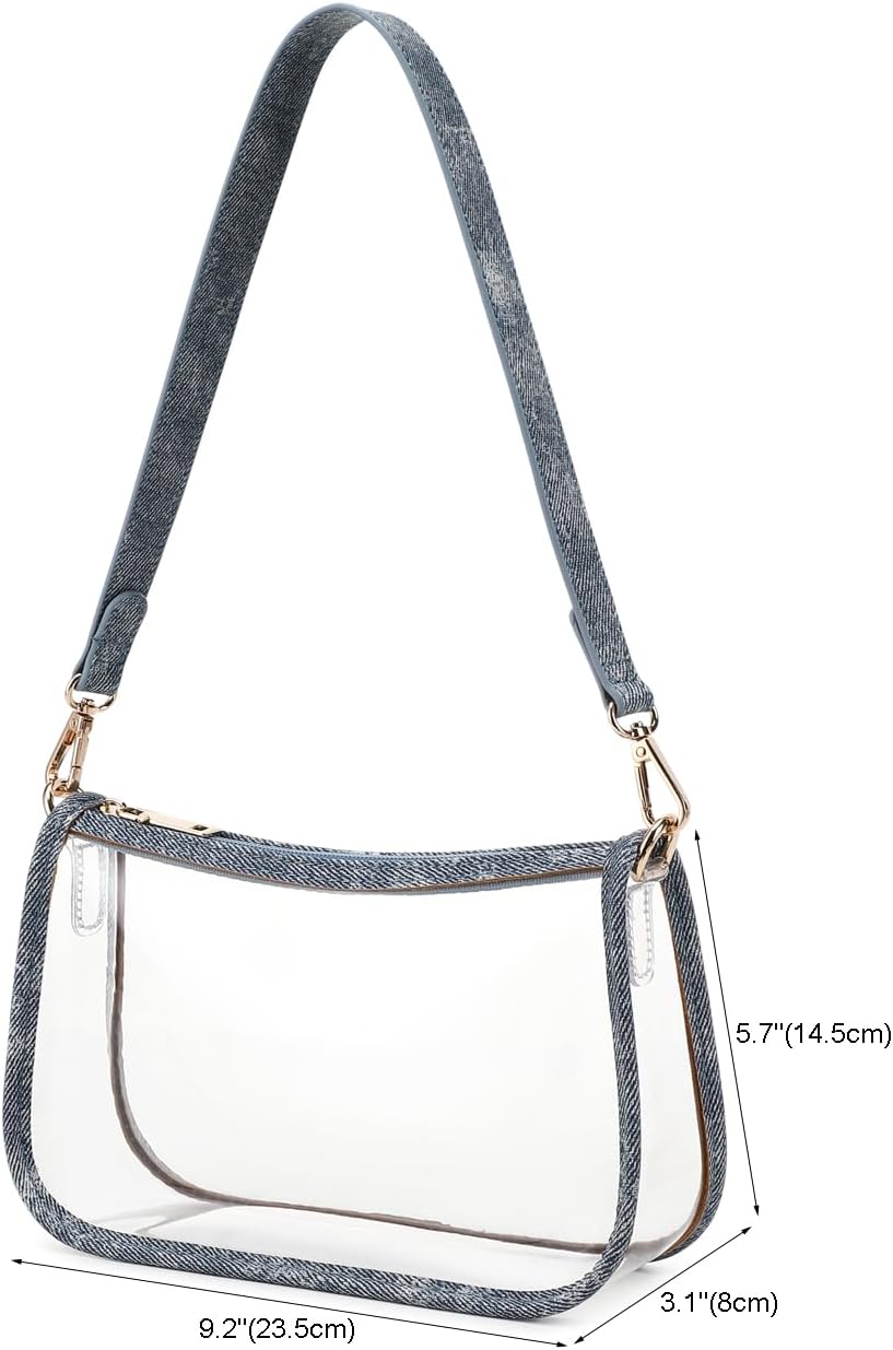 Clear Tote Bag Stadium Approved Clear Purse PVC Handbag Retro Classic Transparent Bag for Concert - Image 4