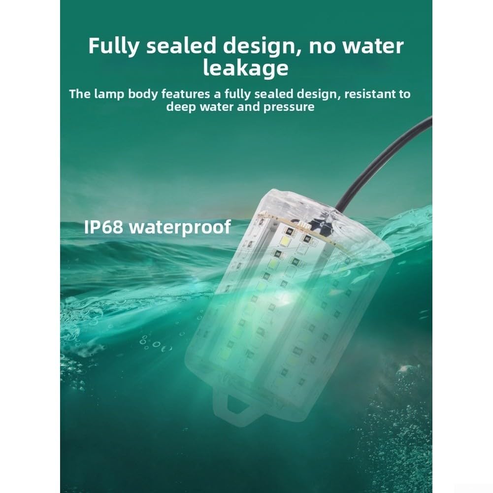Lampe de pêche sous-marine rechargeable par USB IP68 étanche 10 m câble bicolore pour la pêche de nuit
