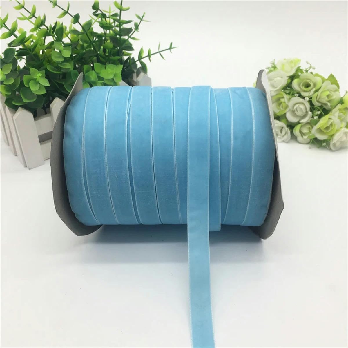 Zestaw wstążek aksamitnych, 5 jardów, 5/8" wstążka aksamitna, dekoracja weselna, ręcznie robiona wstążka do owijania włosów (róża)(Yellow)