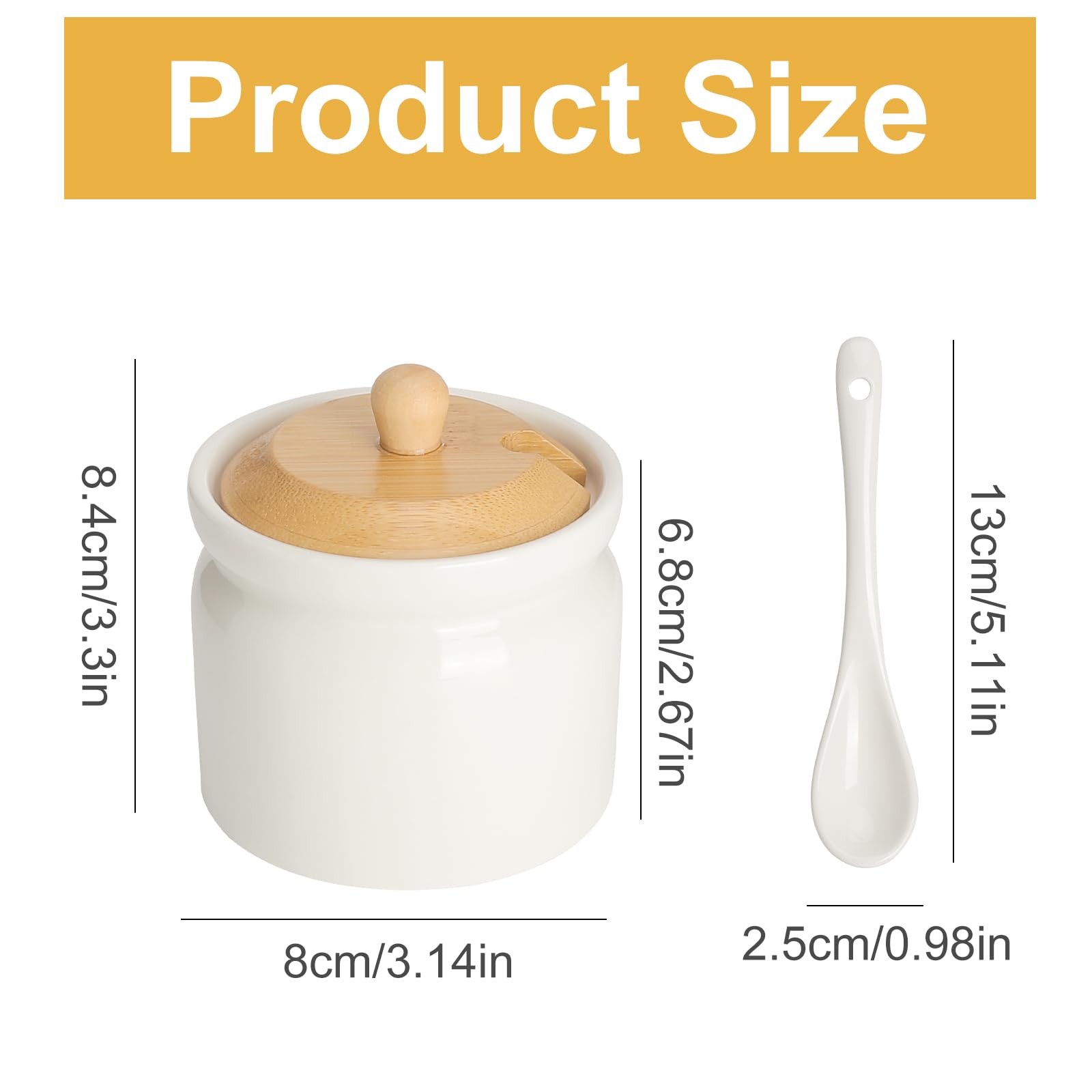 APOMOONS Cukiernica z pokrywką i łyżeczką, 180 ml, ceramiczna puszka na cukier, sól i przyprawy