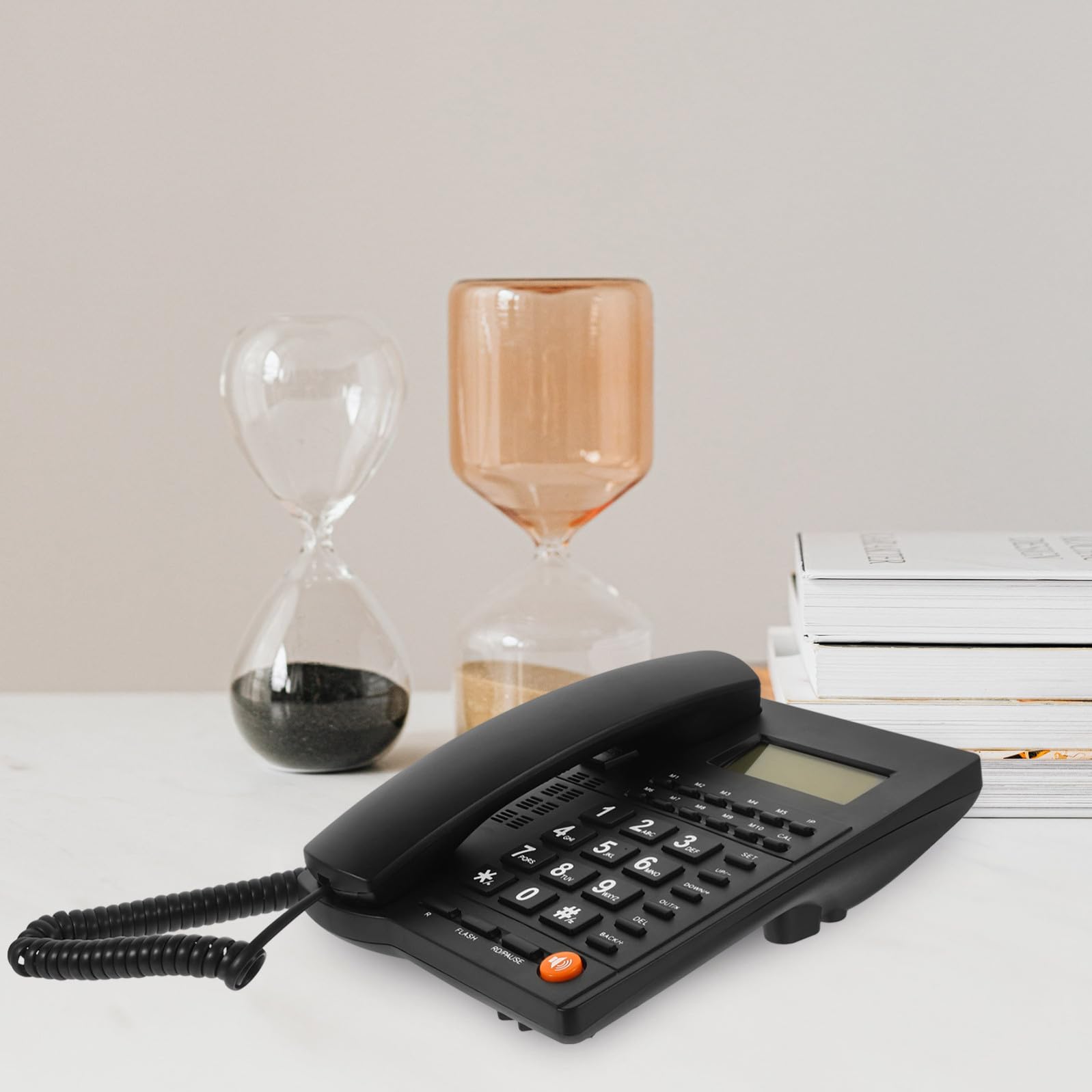 COHEALI Telefono Fisso per Anziani Tasti Grandi e Display Chiamate, Materiale ABS Resistente, Facile da Usare per Casa e Ufficio, Colore Nero