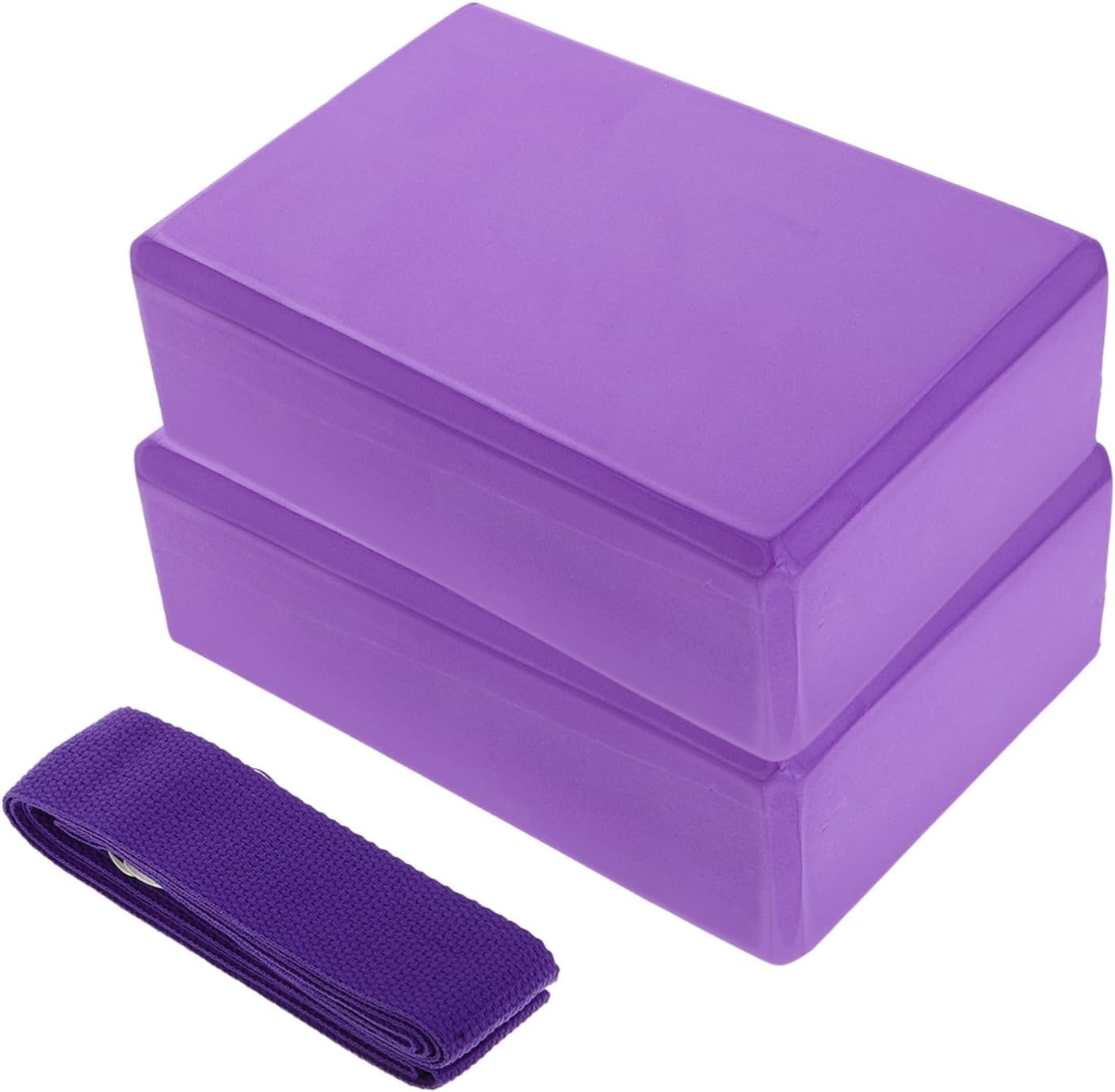 Zerodeko 3 Pcs Yoga Block Set with Strap Non-slip EVA Foam Pilates Bricks for Stretching Stability and Meditation Portable Exercise Support for All Levels Easy to Carry and Compact