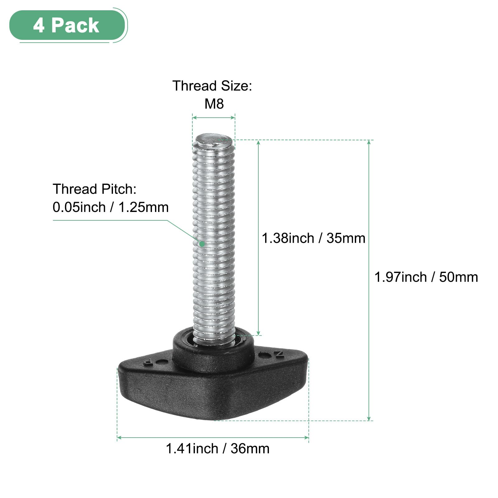 M METERXITY 4-Pack Thumb Screws, M8x35mm Tee Wing Knobs, Plastic T Handles Clamping Knob for Woodworking/Machinery/Equipment - Image 3