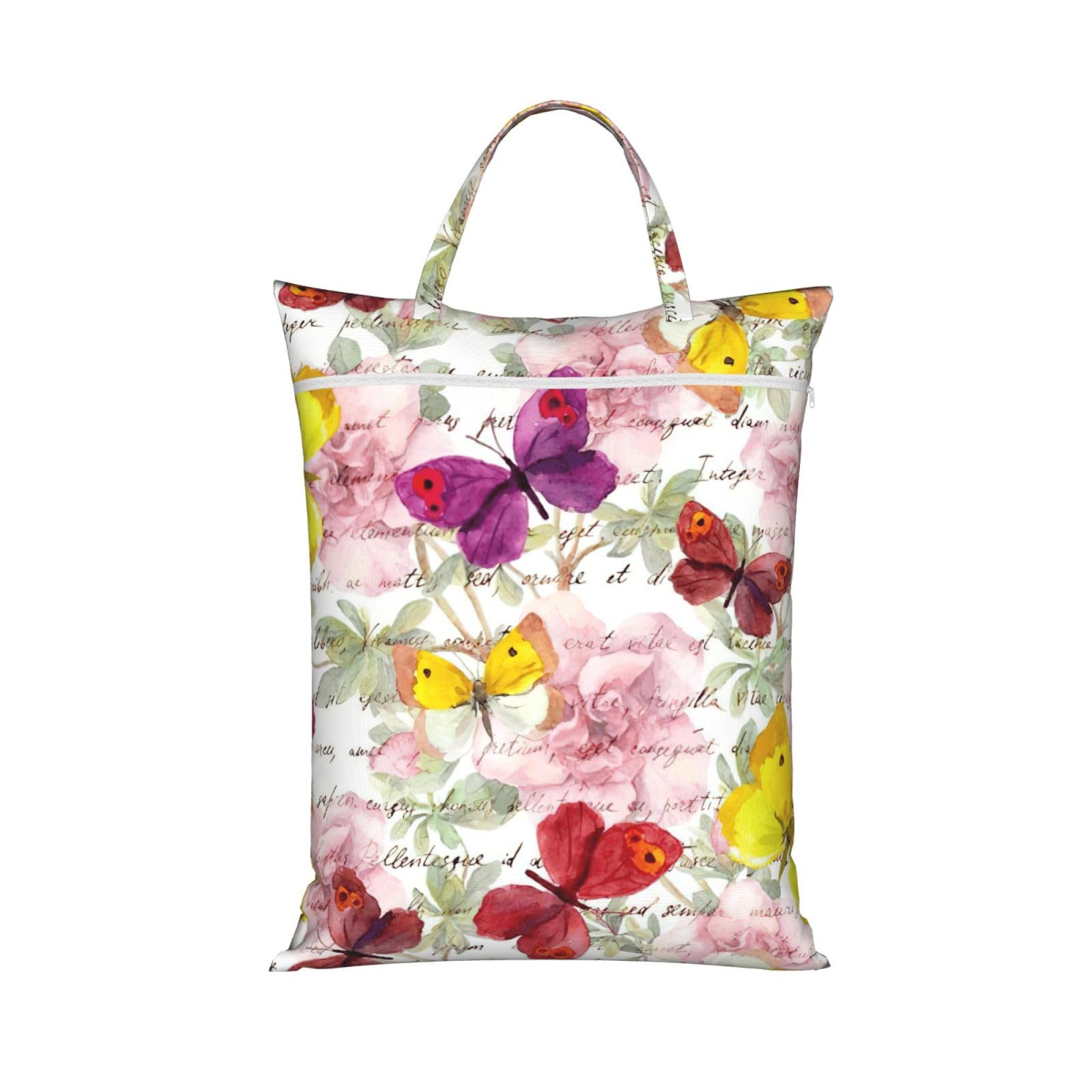 Pphgut 1 Pc Butterfly Print Travel Laundry Bag Portable Dirt Clothes Bags Daily Hiking Camping Vacation