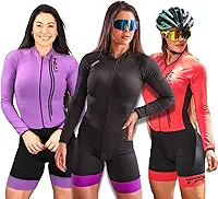 Macaquinho de Ciclismo Feminino Inverno Manga Longa Forro em Gel