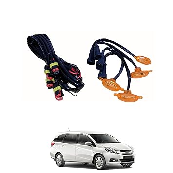 PRIKNIK LED Grille Lights Amber Yellow Grill Led with Fuse Adapter Wiring Harness Kit (4PCS, Amber Shell with Amber Light) Compatible with Mobilio