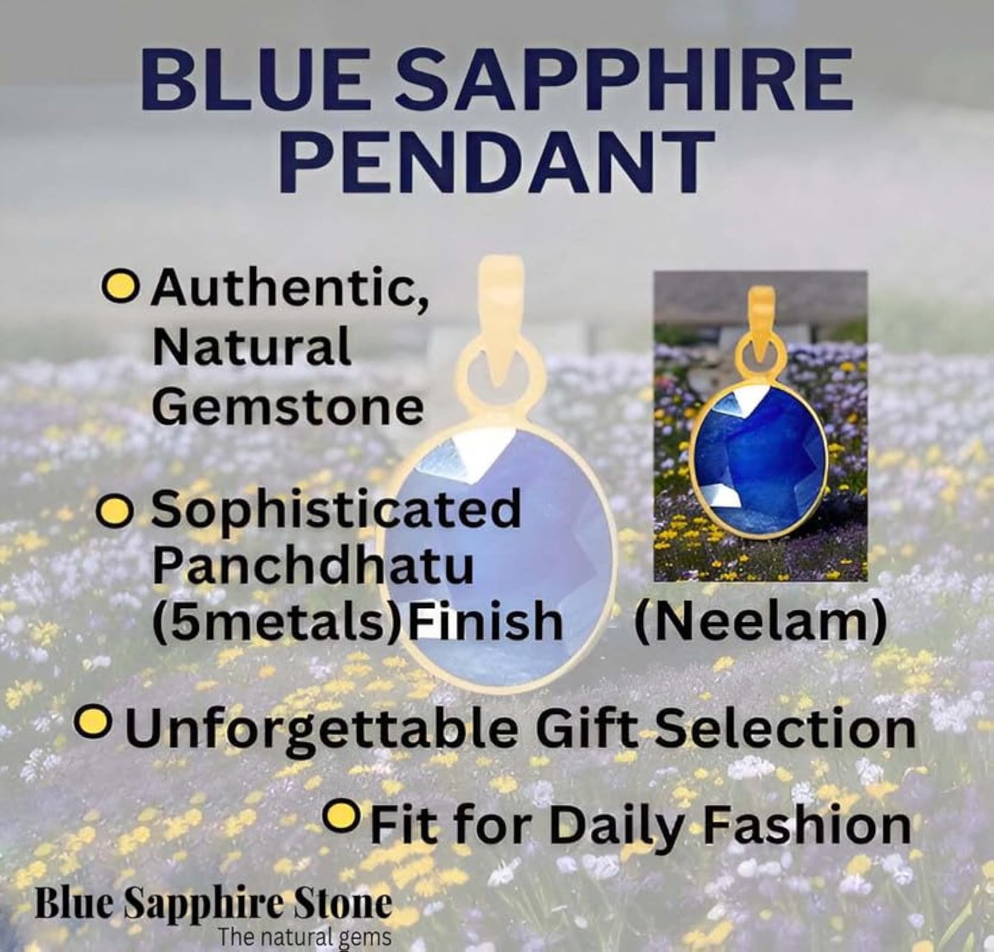 Natural Neelam 5.25 Ratti Certified Gemstone Pendant