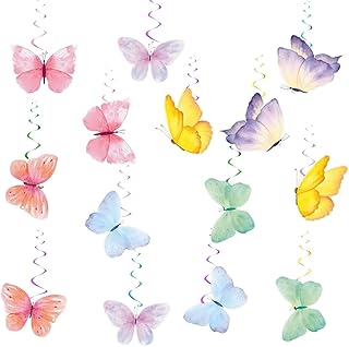 28 Pièces Décoration Papillon Guirlande Suspendue pour Anniversaire Mariage Printemps Chambre Fille Enfant Fête Décorations Colorées en Papier