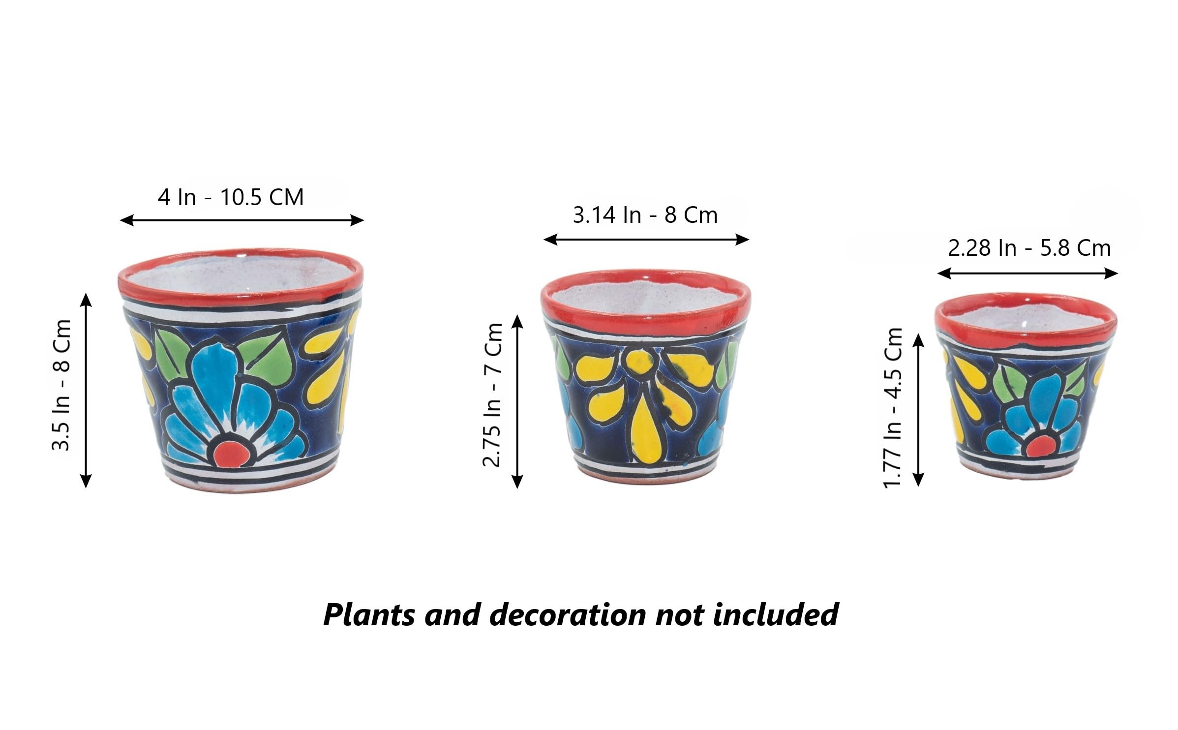 Amazon.com : La Sol Imports Mexican Pottery Flower Pot Painted Succulent  Mini Plant Pots, Talavera Pottery Planter Style Hand Painted Multicolor 3  Piece Set (Round Multicolor) : Patio, Lawn & Garden