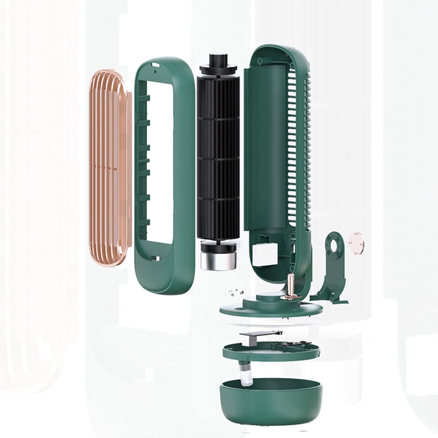 Portable Personal Air Cooler, 3 Speeds Toggle Switches USB Supply 220ML Silent Tower Fan Mini Desktop Multifunctional Humidifier Fan for Home (Pink,10.9×10.9×29.3cm)