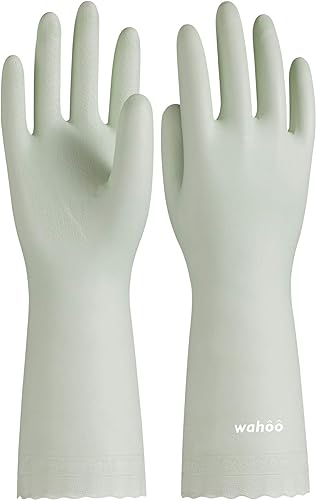 LANON wahoo - Guantes de limpieza respetuosos con la piel, guantes de cocina para lavavajillas con forro flocado de algodón, reutilizables,
