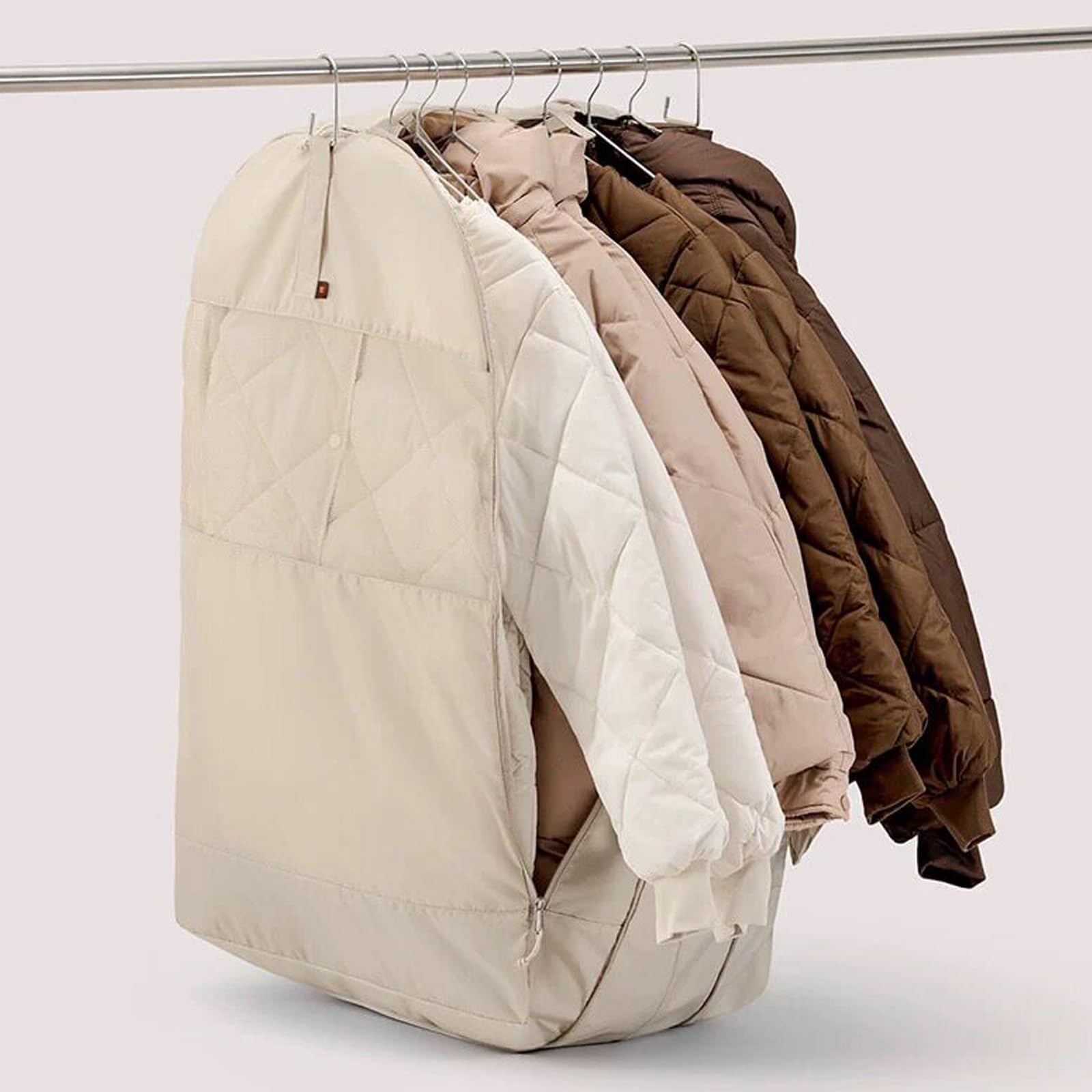 Nailon Fundas Ropa Armario Colgar Bolsas para Guardar Ropa | Malla Transpirable Cremallera Bolsillo Transparente Etiquetas para Abrigos Camisas(Gray)