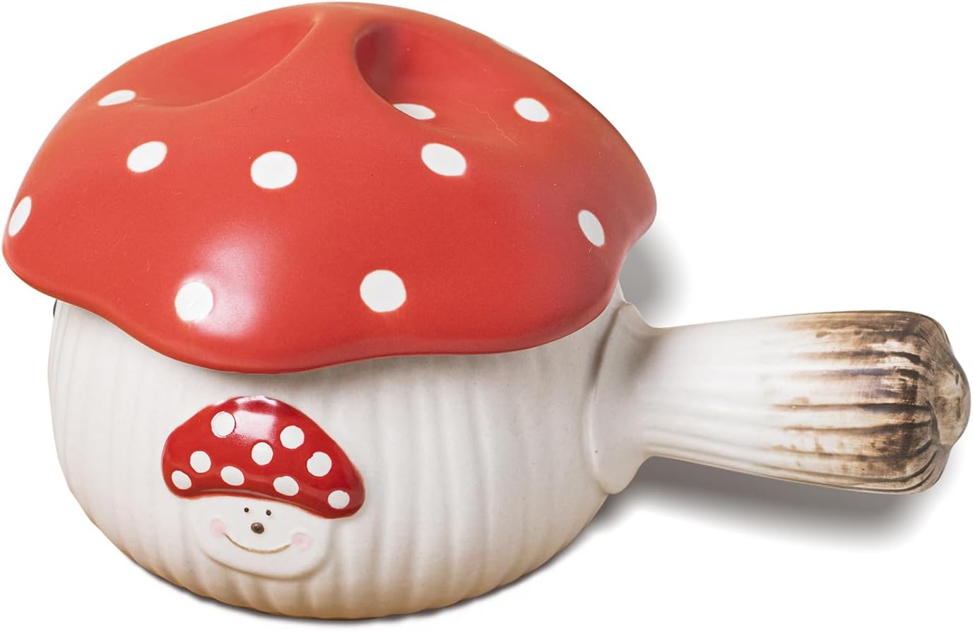 RESVUGA French Onion Soup Bowl with Lid, Crocks, Cute Mushroom Novelty 500ml Bowl with Handle, Lava Cakes, Creme Brulee, Egg Cooker.