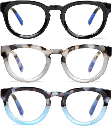 Lentes de lectura con bloqueo de luz azul, anteojos redondos para mujer, alto aumento de potencia, retro, para mujeres