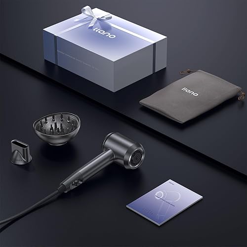 Miniatura 8 de Llano Secador de pelo difusor para cabello rizado con motor de 1500 W y 10,5000 RPM y 62.3 fts, secador iónico compacto de secado rápido, sensor de
