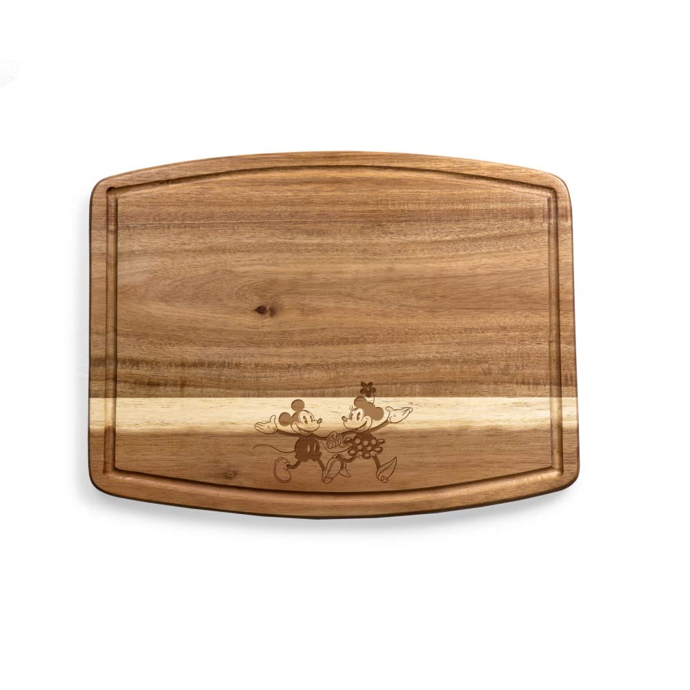 PICNIC TIME Disney Mickey Mouse & Minnie Mouse Ovale Acacia Cutting Board, Serving Board, Charcuterie Board, (Acacia Wood)
