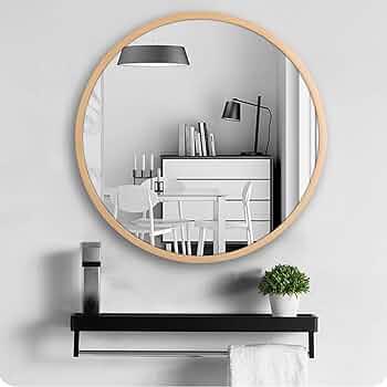 クラシック円形木製壁掛け鏡 楽天市場】『木製壁掛け丸形ミラー acoustic LLサイズ 直径465φ