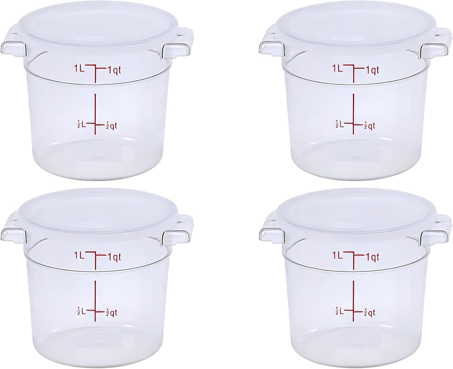 1qt Plastic Measuring Cup with Lid, Semi-Transparent Stackable Food Storage Container, BPA-Free Kitchen Measuring Container for Baking, Cooking, Pantry Organization (4)