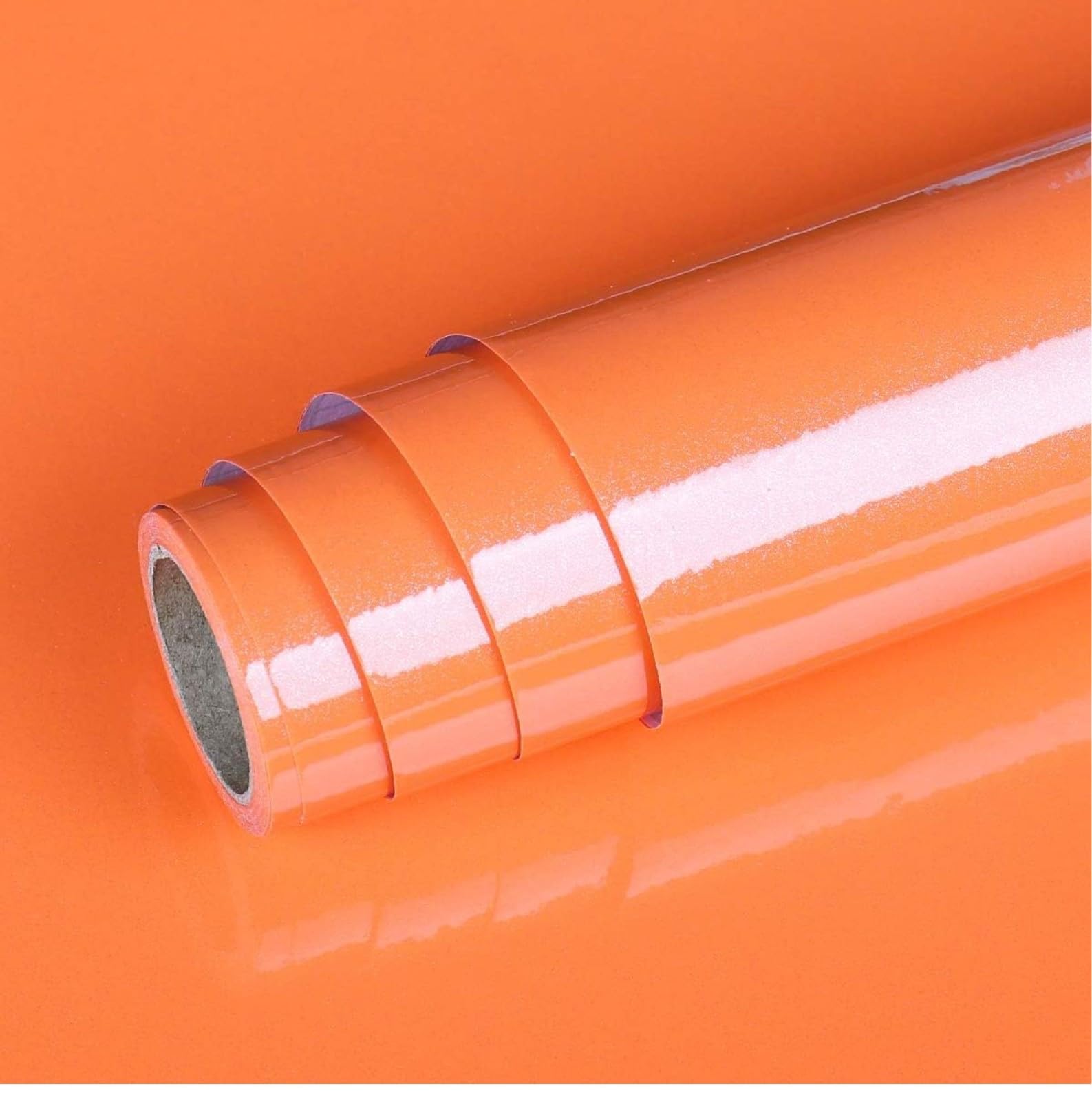 ONETON Glossy Orange Contact Paper Decorative Self Adhesive Counter Top Peel and Stick Wallpaper for Kitchen Cabinets Shelf Drawer Liner Desk Dresser (Orange Glossy WP, 12x120 inch)