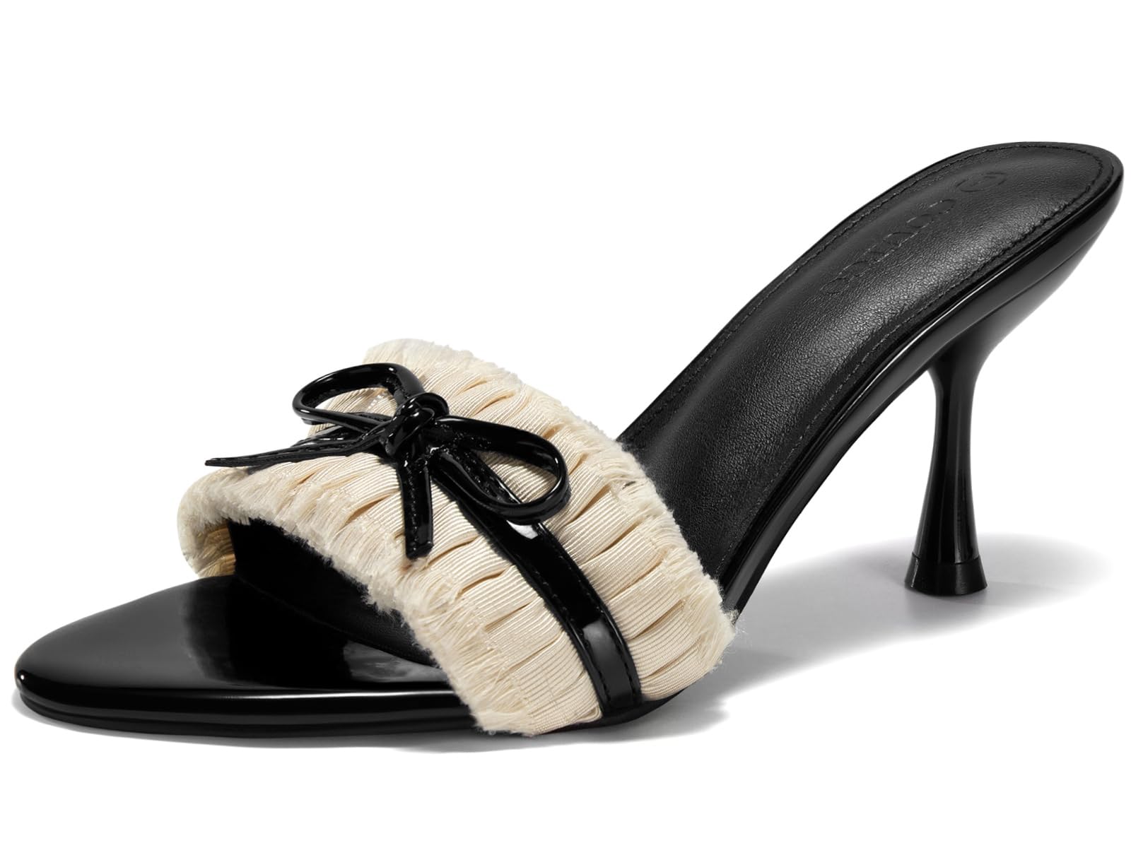 Coutgo Women's Open Toe Bow Tie Stiletto Mule Sandals