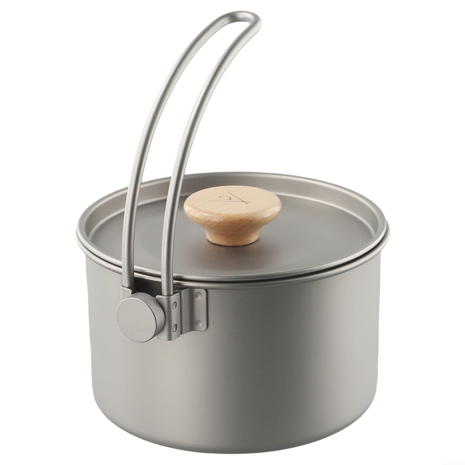 Olla de titanio para camping, olla colgante de 1,1 L con mango desmontable y bolsa de almacenamiento, para acampar al aire libre y senderismo