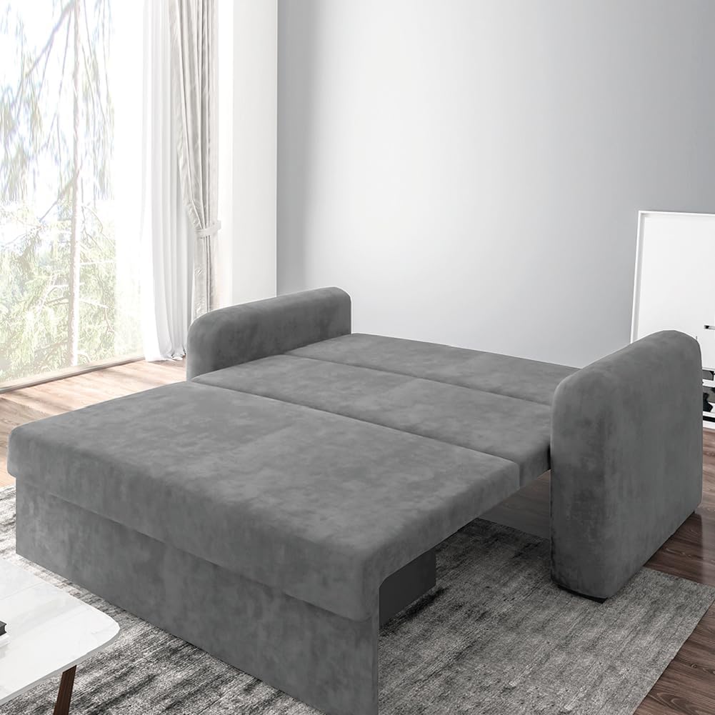 Sofá Cama Versátil 2 Lugares Veludo Selmer (Cinza) 4 61Vidq3Ux4L. Ac Sl1001