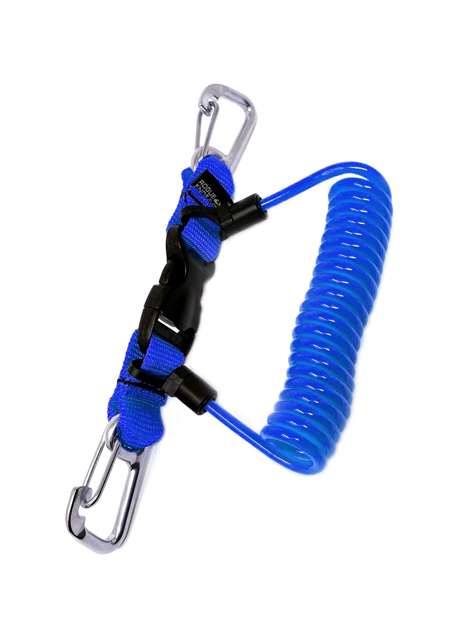 Rogue EndeavorHeavy Duty Dive & Fishing Lanyard Snappy Coil, 3.25" Stainless Clips, Quick Release Buckle, 36" Steel Core Lanyard, Perfect for Cameras/Lights/Tools/Rods/Paddles