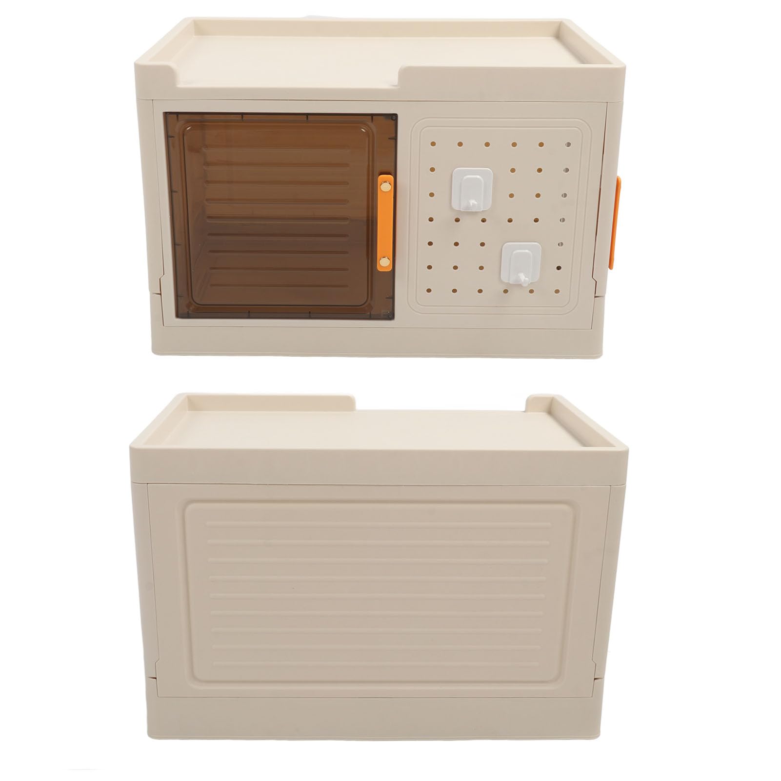 Contenitore di Archiviazione Contenitore con Coperchio, Scatola di Archiviazione Pieghevole, Scatola di Multiuso con Grande capacità, Porta Trasparente, di Impilabile con (1 livello)