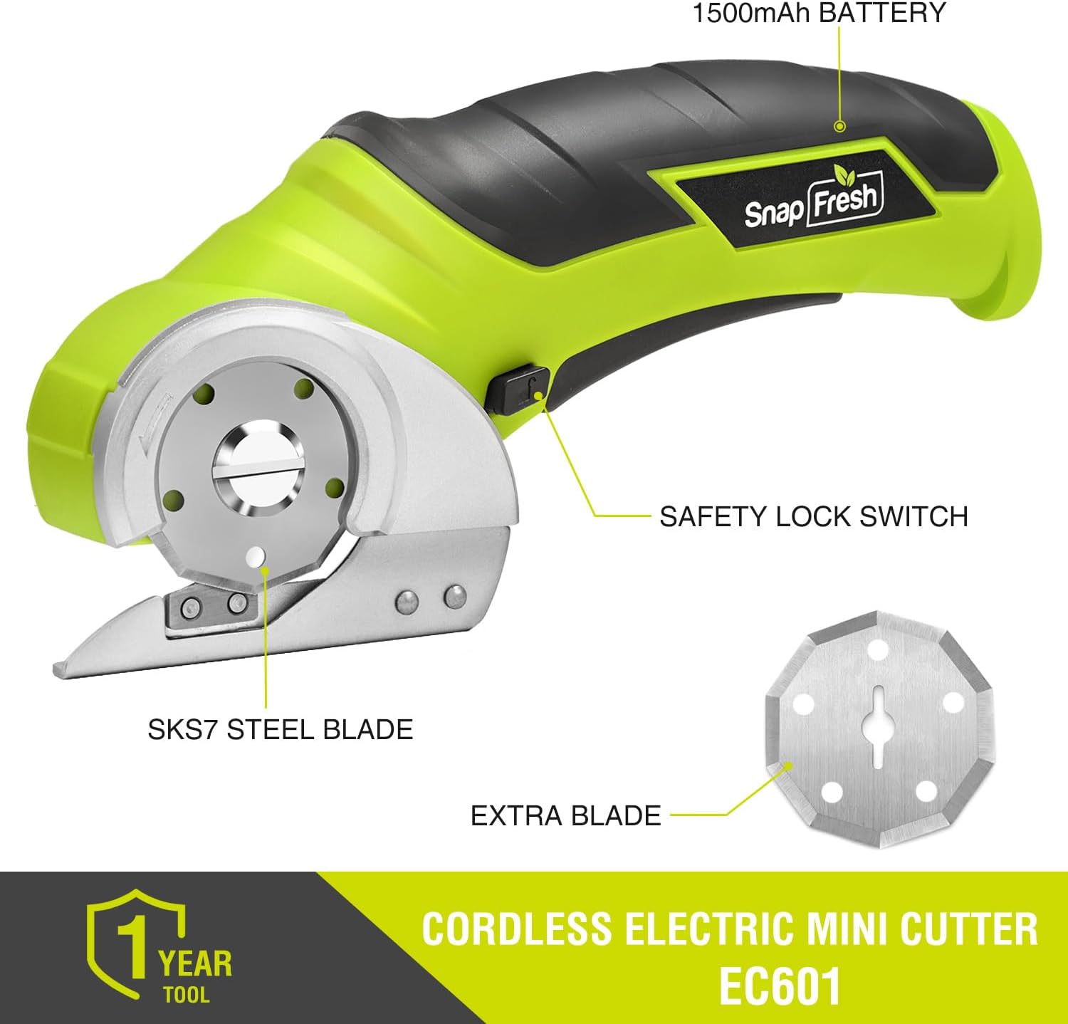SnapFresh Cordless Electric Scissors, 4V Electric Mini Box Cutter (EC0601) with Carrying Case