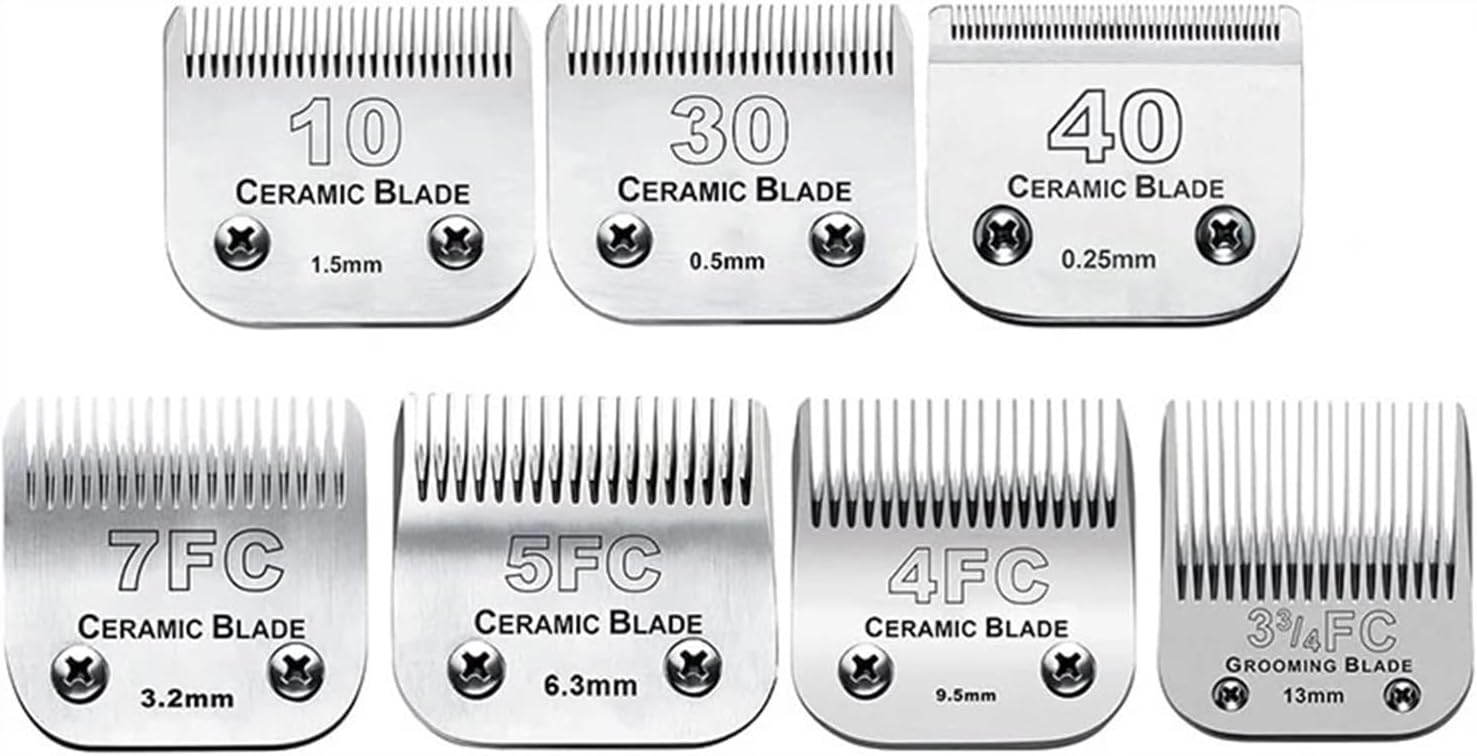 7Pack Dog Grooming Replacement Blades，Compatible For Andis，Compatible For Wahl，KM Series Pet Clipper #10+30+40+3FC+4FC+5FC+7FC