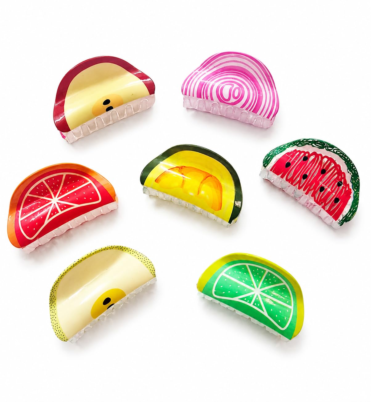 Large Mix Design Fruit Hair Clutchers in Random color | Cute Fruit Hair Clutch for Women & Girls | Big Hair Clips Clutcher with Glossy Designer Finish | Daily Use, office, Everyday, parties, and special occasions | Lightweight & Comfortable Glitter Clutcher (Multicolor 2Pcs)-image-7