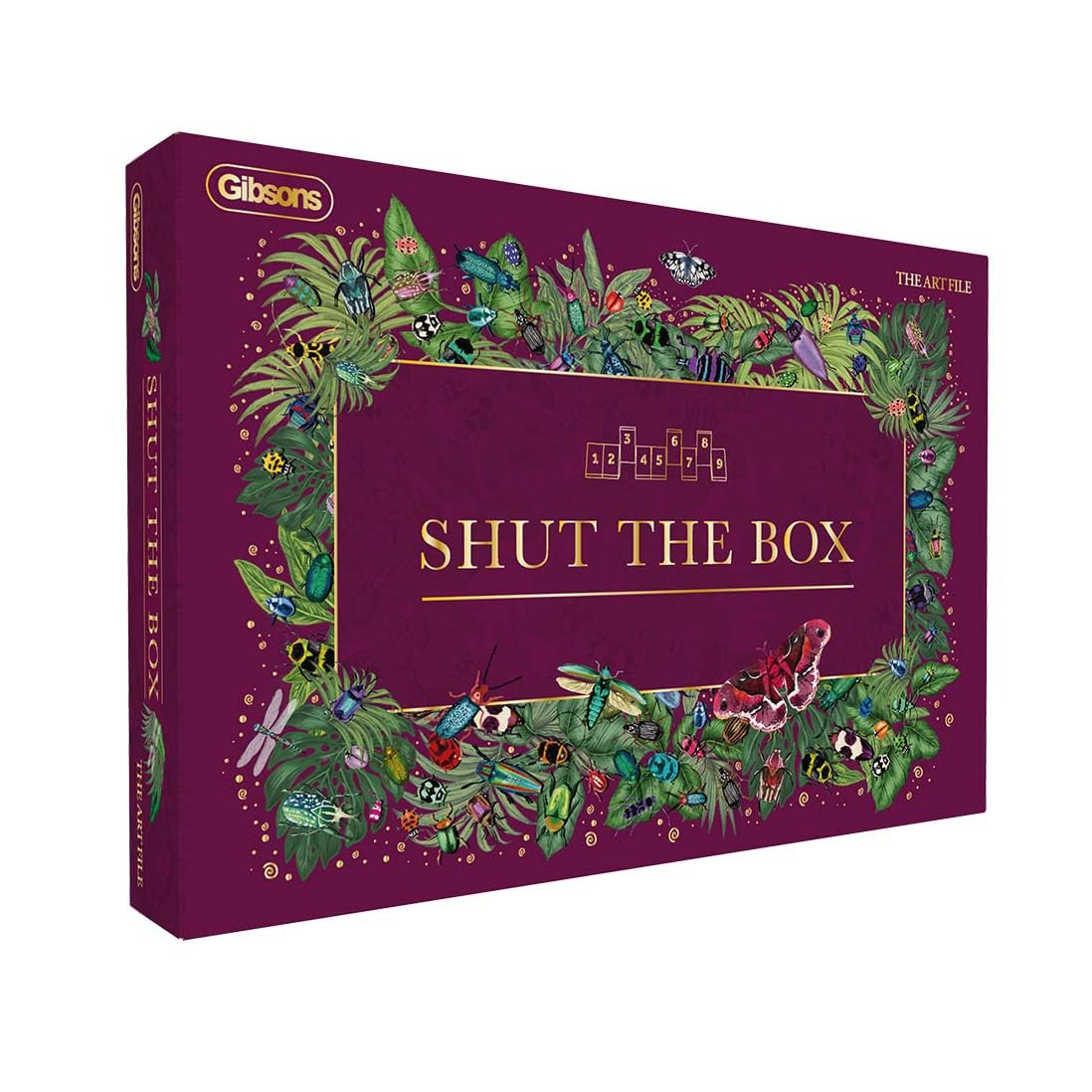 Gibsons The Art File Shut the Box – Luxury Wooden Family Dice Game for Ages 8+, 1+ Players – Classic Mathematical Board Game with Elegant Design – Premium Gift for Kids & Adults