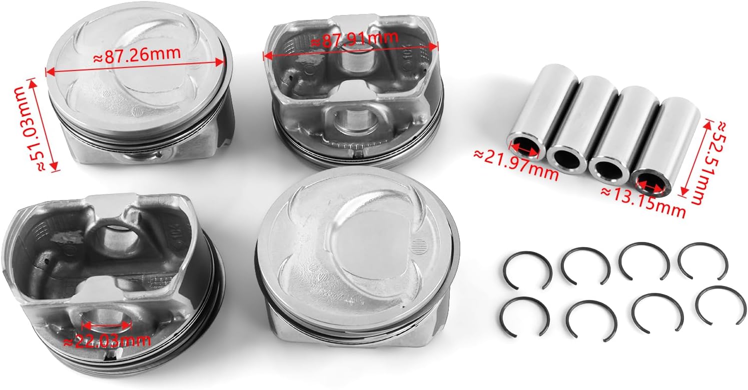4pcs Engine Pistons Rings Set 23040-2G500 23410-2G500 Fits for 2011-2013 Sonata Sorento Optima 2.4L Aftermarket Parts OE 21020-25120 21020-25150 21443-25000