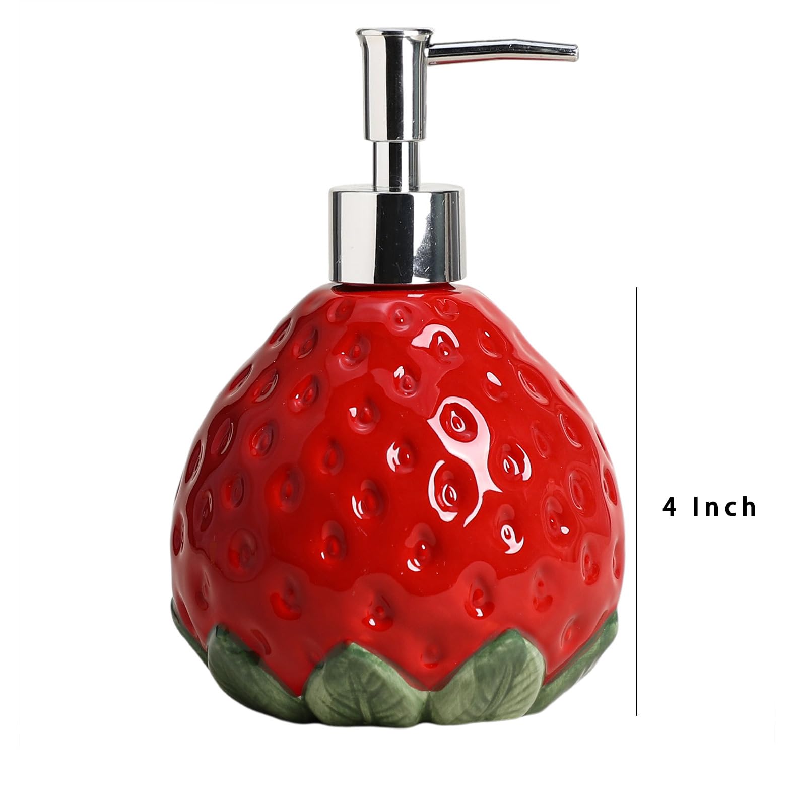 CHOOLD Dispensador de jabón de cerámica retro de fresa con bomba de plástico, recipiente de jabón de manos recargable, botella de loción