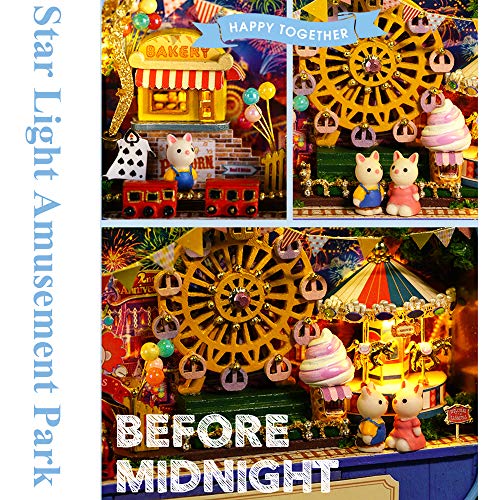Spilay Dollhouse Miniature with Furniture,DIY Dollhouse Kit Mini Iron Box Theater,1:24 Scale Creative Room Toys Best Birthday Gift for Adults and Teenagers Lover (Star Light Amusement Park) Q11