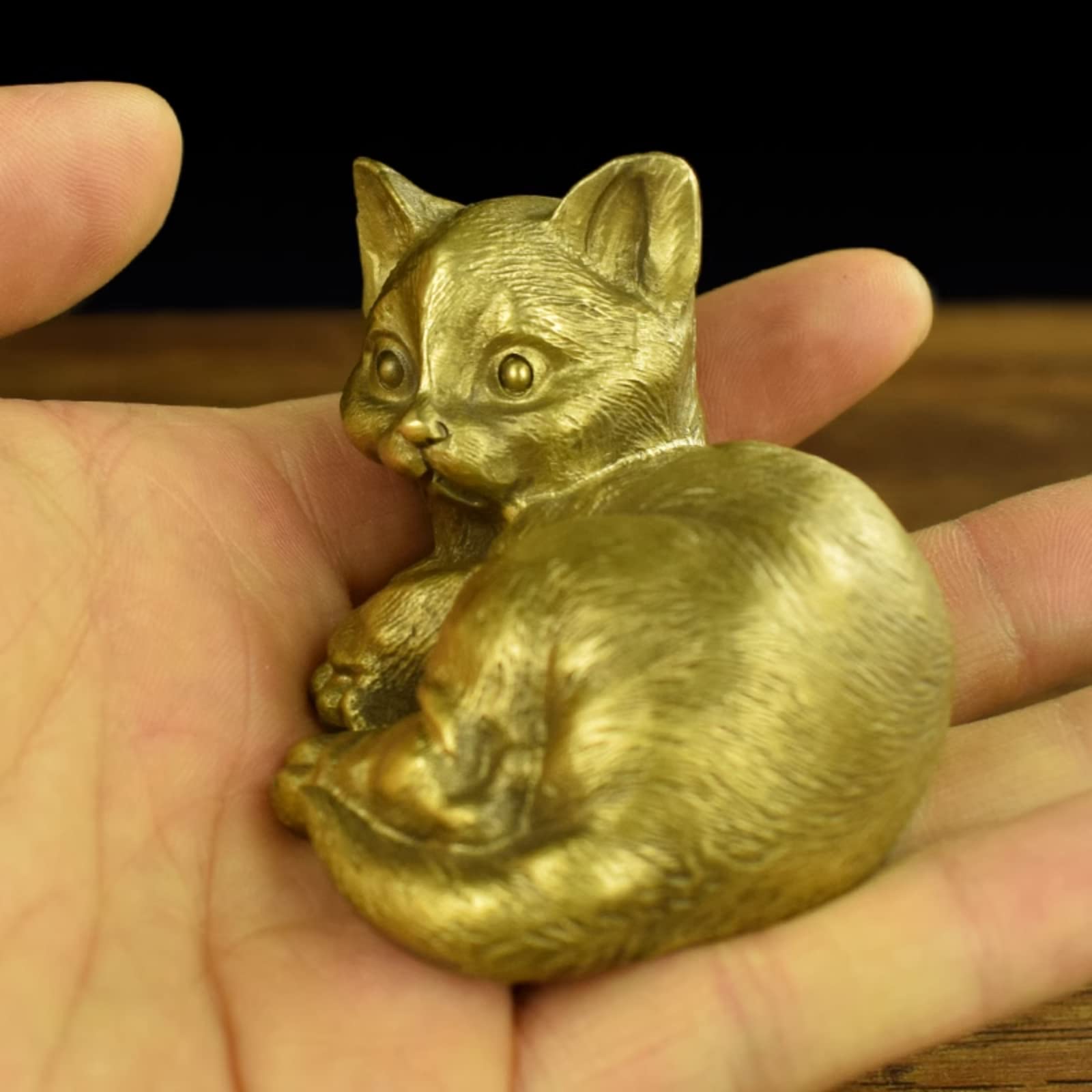 Amazon.co.jp: 真鍮製のかわいい子猫の置物、ブロンズ製の
