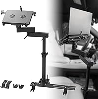 MELIPRON No-Drill Truck Laptop Mount for Cars, Vans - Adjustable Height, 360° Swivel, Heavy-Duty Holder with Cooling Fans for Mobile Work