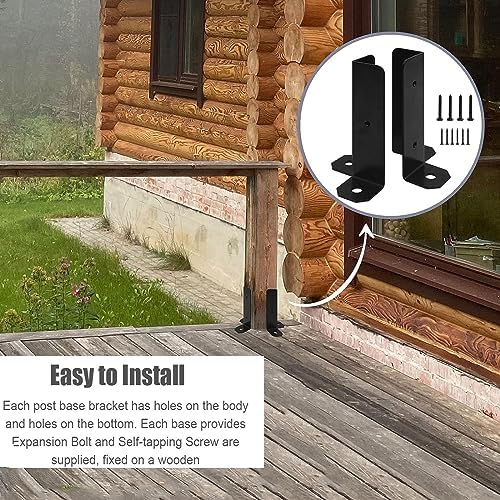 Adjustable Metal Fence Post Holder - Support Base for Mailbox/Railing, Includes Installation Kit, Fits Concrete Anchors - Durable & Easy to Install