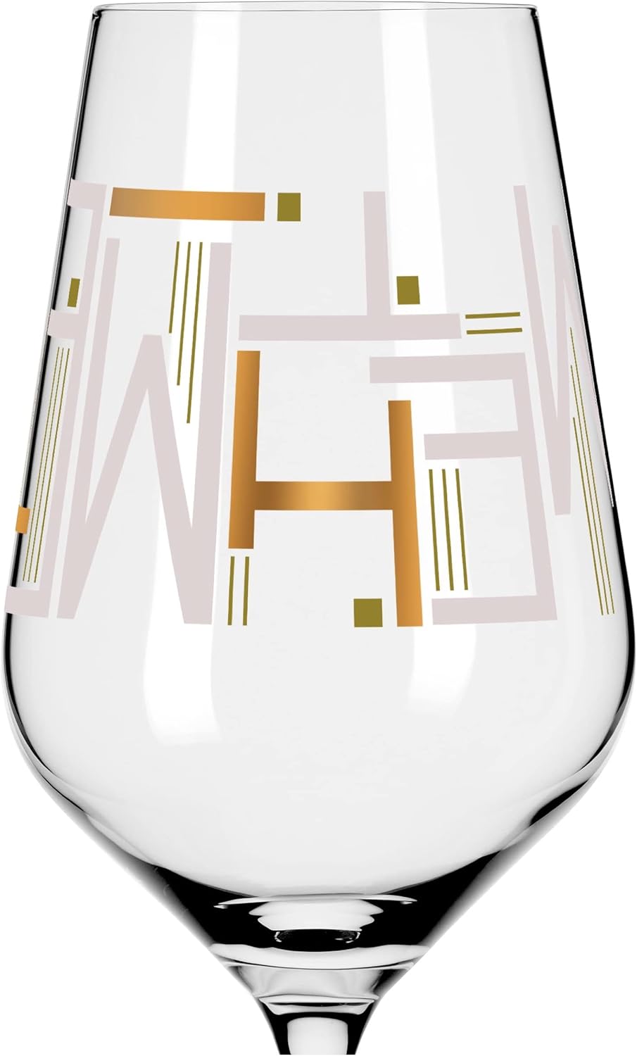 Ritzenhoff 3011010 White Wine Glass 300 ml - Series Heart Crystal No. 10 - with Letter Motif in Rose Gold - Made in Germany