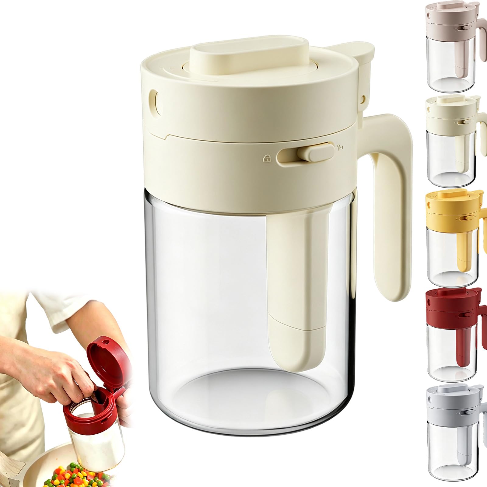 Mondpfote White Spice Jars, Seasoning Jars, Spice Containers With Spoon Functional For Access Condiment Shaker For Salt Sugar Pepper (White)