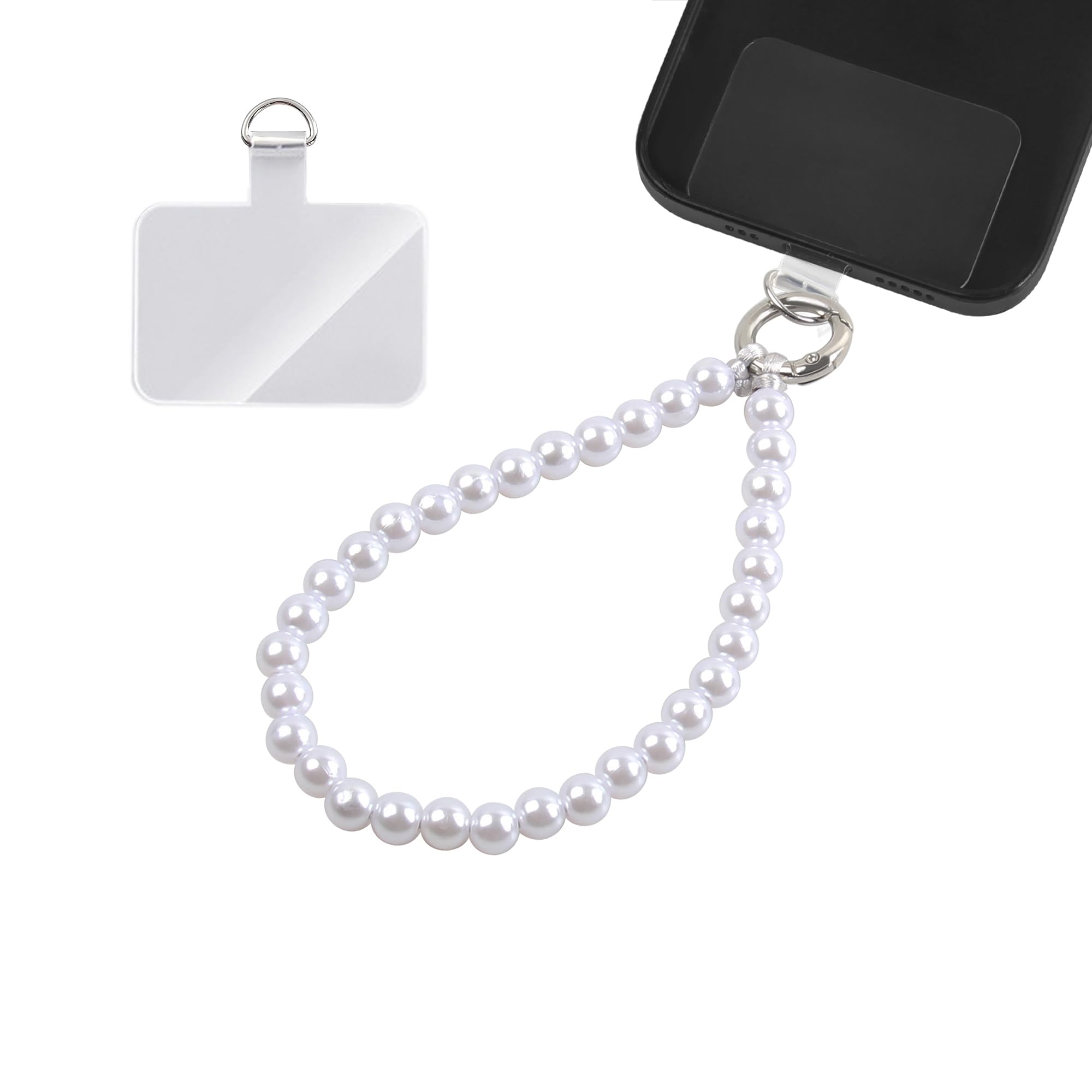 GD GOOD.designs Handykette kurz mit Perlen | Handyband Handschlaufe mit Patch für Handyhülle | Smartphone Lanyard für iPhone & Android | Länge 24 cm