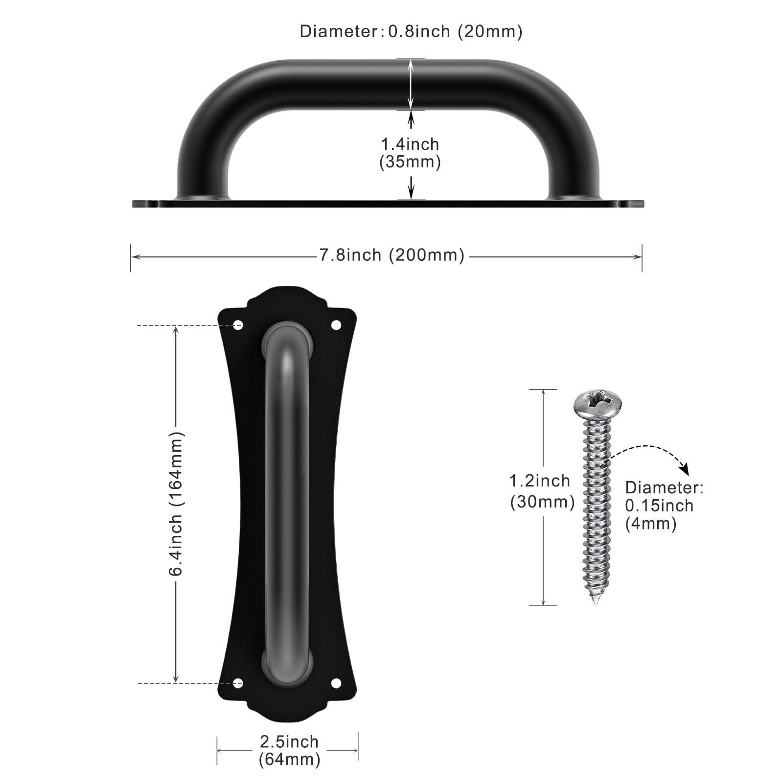 Heavy Duty Steel Door Handles - 2 Pack -7