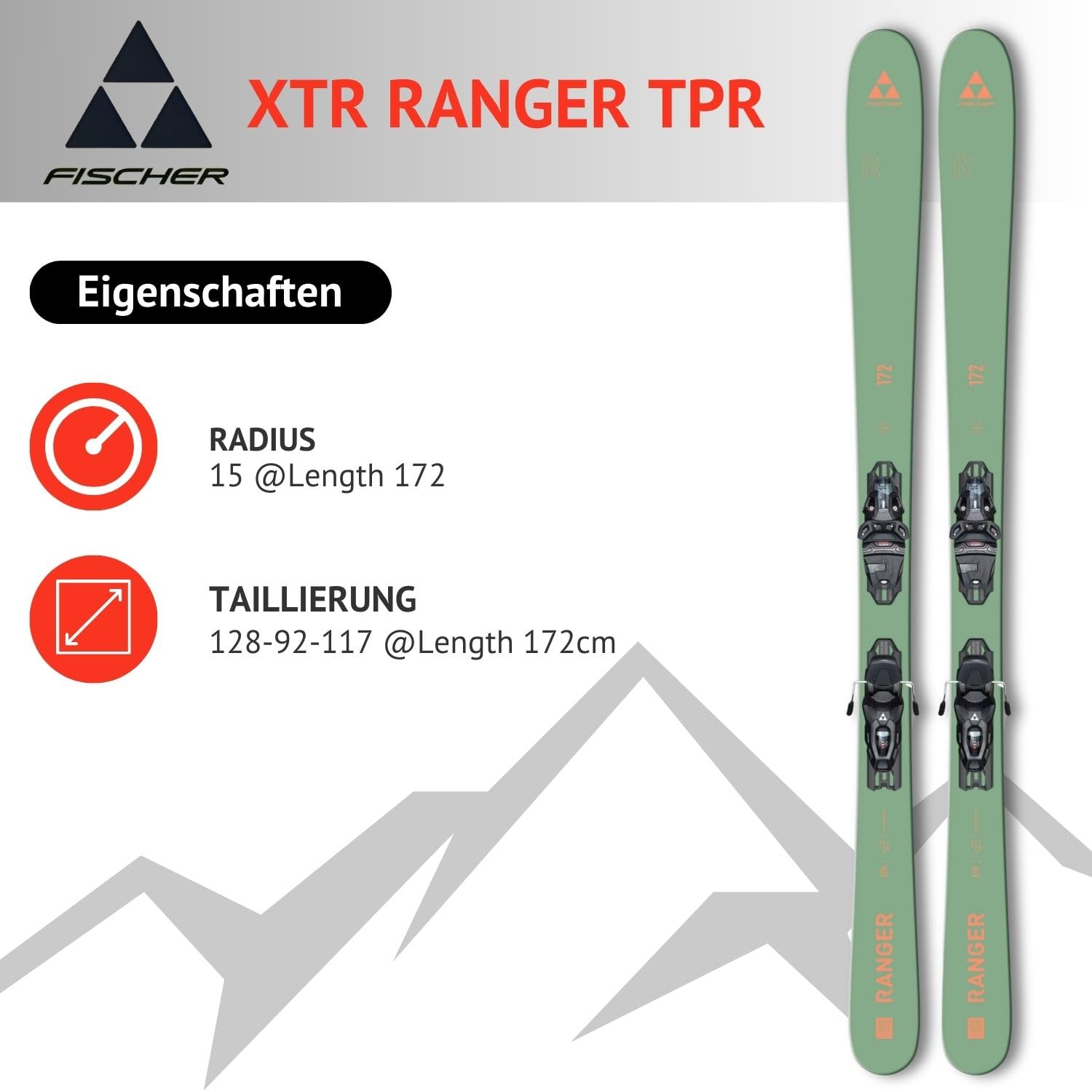Skis alpins Freeride Carving - Freeski Rocker - Fischer XTR Ranger TPR - Fixation RSW10 Z3-10 - Convient pour les skis de montagne - Convient pour les utilisateurs confirmés à bons conducteurs