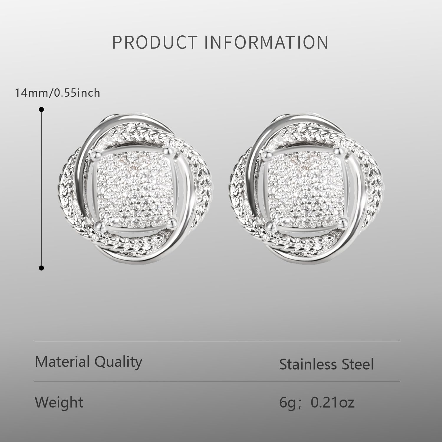 Iced Out Cubic Zirconia Earrings Studs for Women Large Statement Designer Jewelry Gift