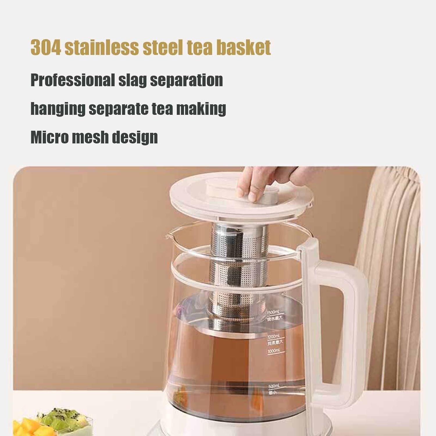 Electric kettle, 1.5L Glass Hot Water Dispensers Temperature Control Kettle Multifunctiona Heat Preservation Integrated Tea Maker
