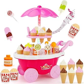 Famous Quality Sweet Shopping Battery Operated Ice Cream Trolley Set for Kids with LED Lights and Music